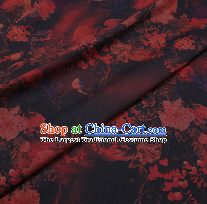 Chinese Cheongsam Classical Peony Pattern Design Watered Gauze Fabric Asian Traditional Silk Material