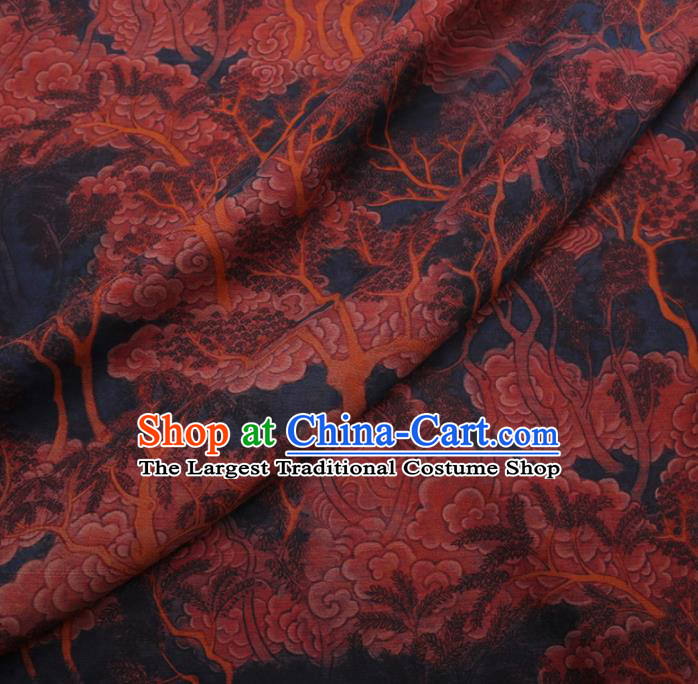 Chinese Cheongsam Classical Clouds Pattern Design Deep Blue Watered Gauze Fabric Asian Traditional Silk Material