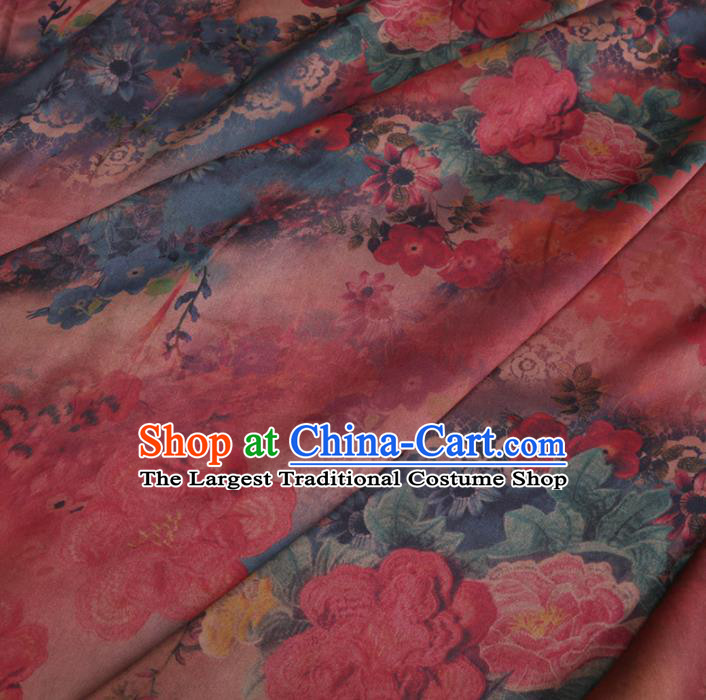 Chinese Cheongsam Classical Pattern Design Purplish Red Watered Gauze Fabric Asian Traditional Silk Material