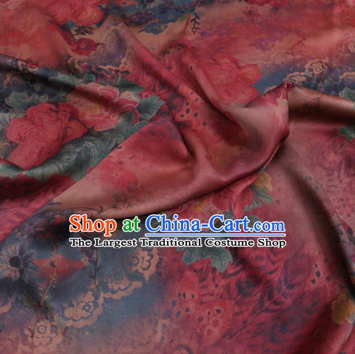 Chinese Cheongsam Classical Pattern Design Purplish Red Watered Gauze Fabric Asian Traditional Silk Material