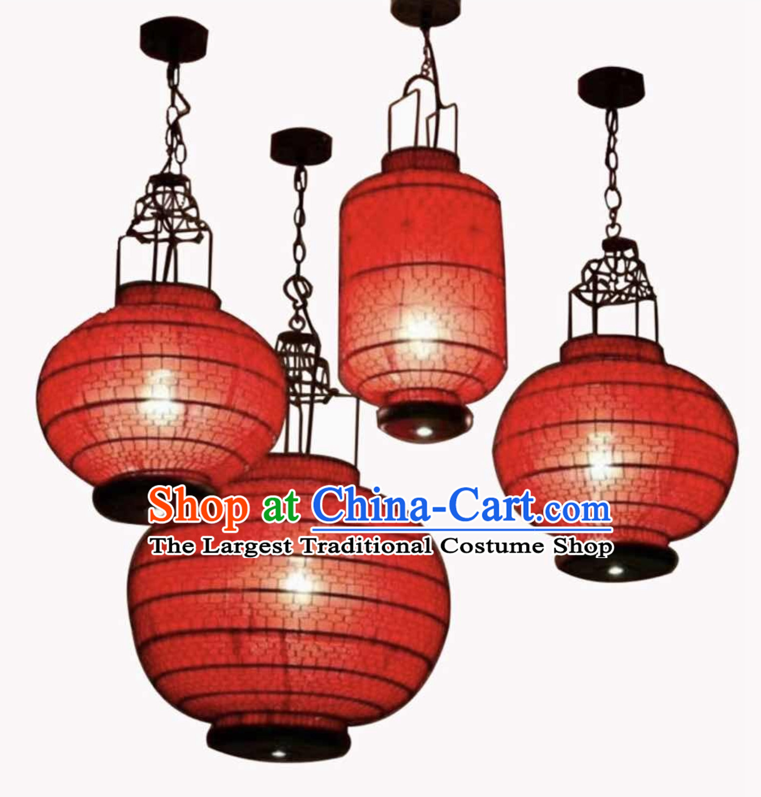 Lucky Red Chinese Classical Handmade Iron Mesh Lantern