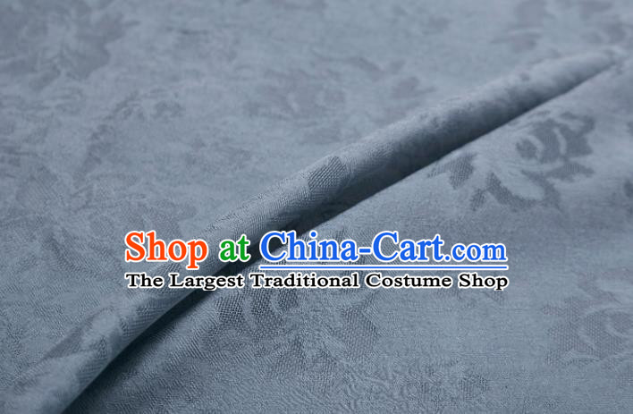 Chinese Classical Lotus Pattern Design Grey Blue Mulberry Silk Fabric Asian Traditional Cheongsam Silk Material