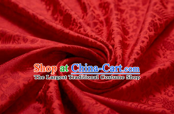 Chinese Classical Phoenix Peony Pattern Design Red Mulberry Silk Fabric Asian Traditional Cheongsam Silk Material