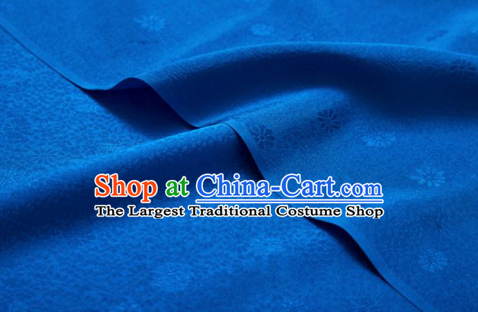 Chinese Classical Daisy Pattern Design Blue Brocade Fabric Asian Traditional Cheongsam Silk Material
