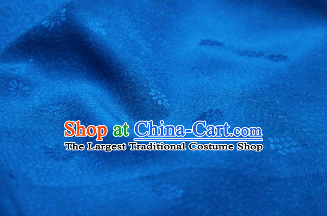 Chinese Classical Daisy Pattern Design Blue Brocade Fabric Asian Traditional Cheongsam Silk Material