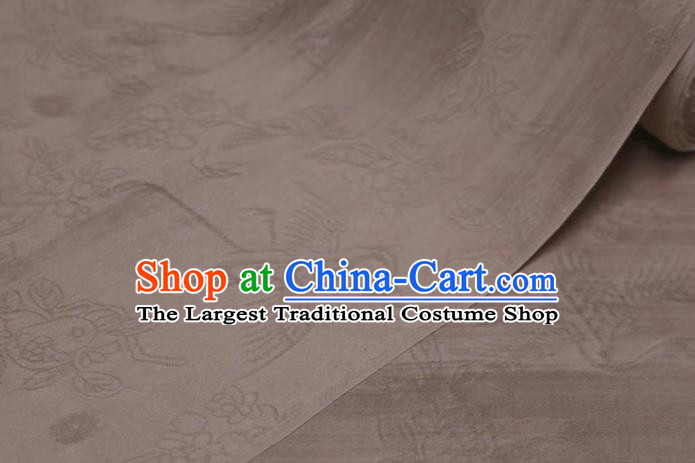 Chinese Classical Crane Pattern Design Grey Mulberry Silk Fabric Asian Traditional Cheongsam Silk Material