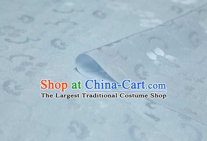 Chinese Classical Plum Pattern Design Light Blue Mulberry Silk Fabric Asian Traditional Cheongsam Silk Material