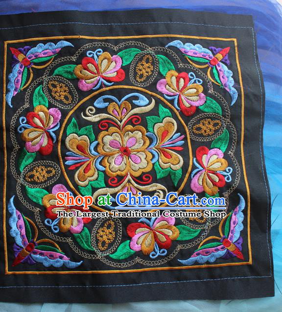 Chinese Traditional Embroidered Butterfly Black Patch Embroidery Craft Embroidering Accessories
