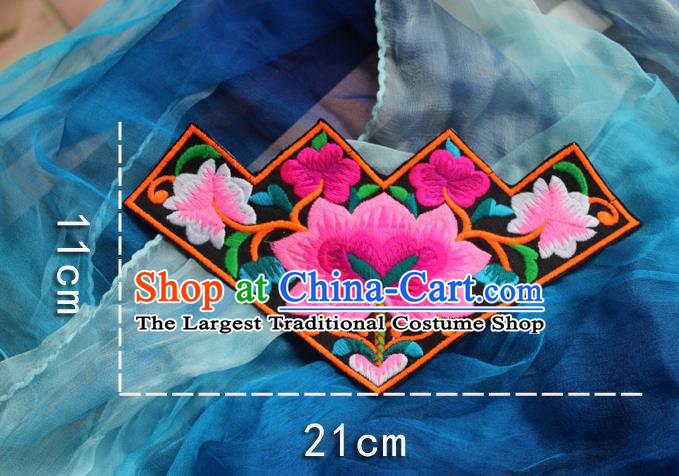 Chinese Traditional Embroidered Flowers Black Patch Embroidery Craft Embroidering Accessories