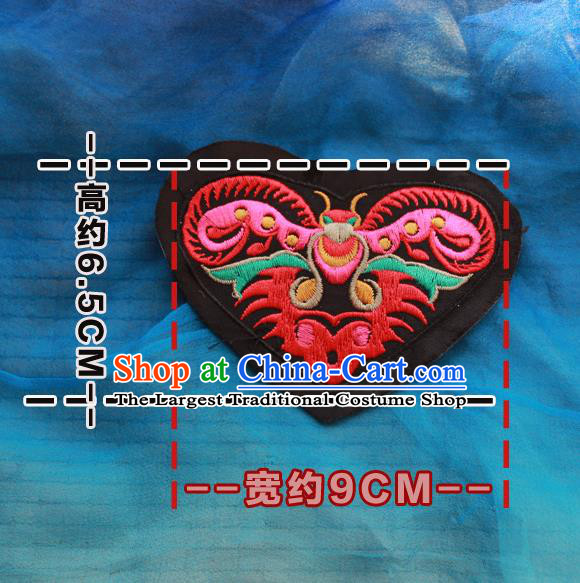 Chinese Traditional Embroidered Butterfly Heart Shape Patch Embroidery Craft Embroidering Accessories