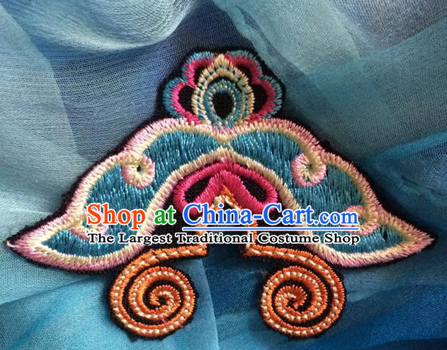 Chinese Traditional Embroidered Blue Butterfly Applique Embroidery Patch Embroidery Craft Accessories