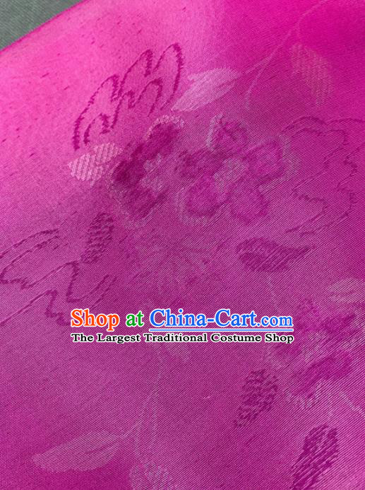 Chinese Traditional Classical Flowers Pattern Design Rosy Silk Fabric Asian Hanfu Material