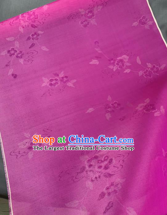 Chinese Traditional Classical Flowers Pattern Design Rosy Silk Fabric Asian Hanfu Material