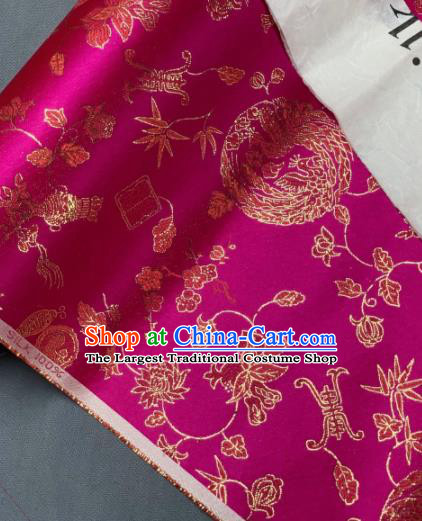 Chinese Classical Bamboo Leaf Pattern Design Rosy Silk Fabric Asian Traditional Hanfu Brocade Material