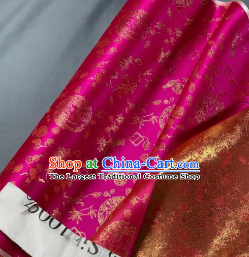 Chinese Classical Bamboo Leaf Pattern Design Rosy Silk Fabric Asian Traditional Hanfu Brocade Material