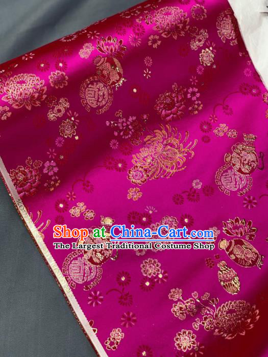 Chinese Classical Chrysanthemum Pattern Design Rosy Silk Fabric Asian Traditional Hanfu Brocade Material