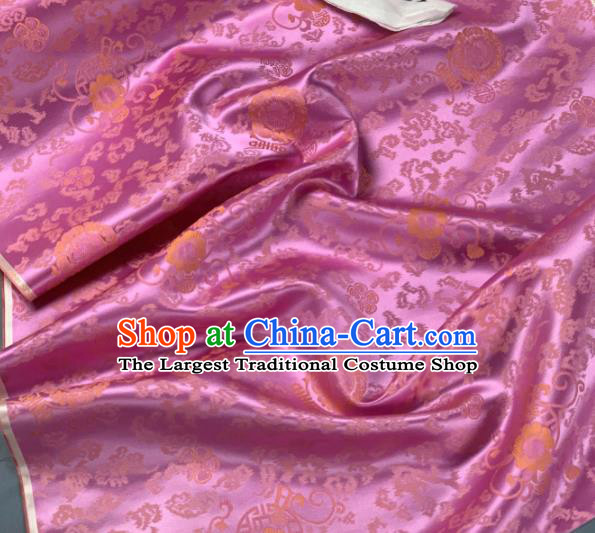 Chinese Classical Longevity Pattern Design Pink Silk Fabric Asian Traditional Hanfu Brocade Material