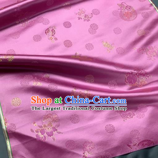Chinese Classical Longevity Flowers Pattern Design Pink Silk Fabric Asian Traditional Hanfu Brocade Material