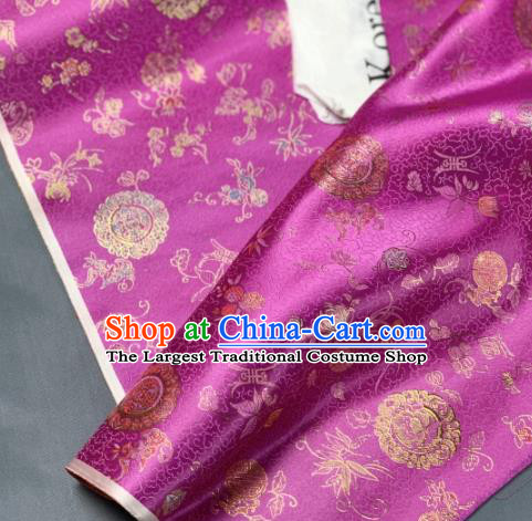 Chinese Classical Bamboo Leaf Pattern Design Purple Silk Fabric Asian Traditional Hanfu Brocade Material