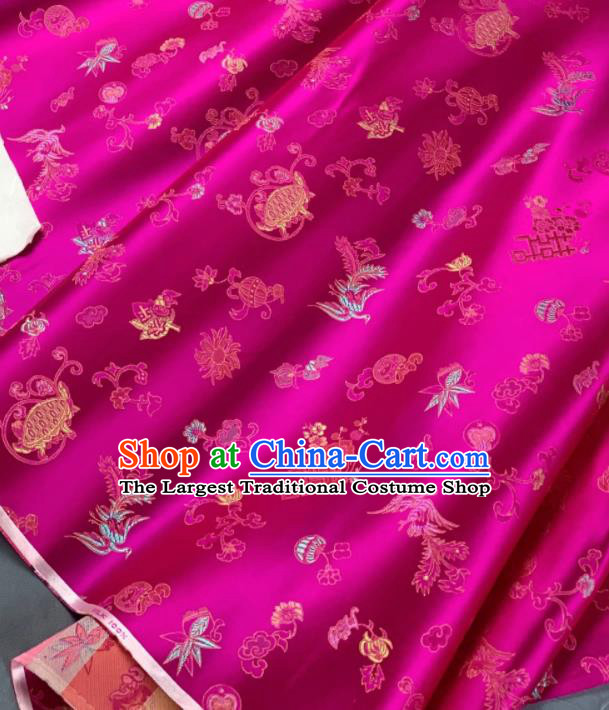Chinese Classical Phoenix Bamboo Pattern Design Rosy Silk Fabric Asian Traditional Hanfu Brocade Material