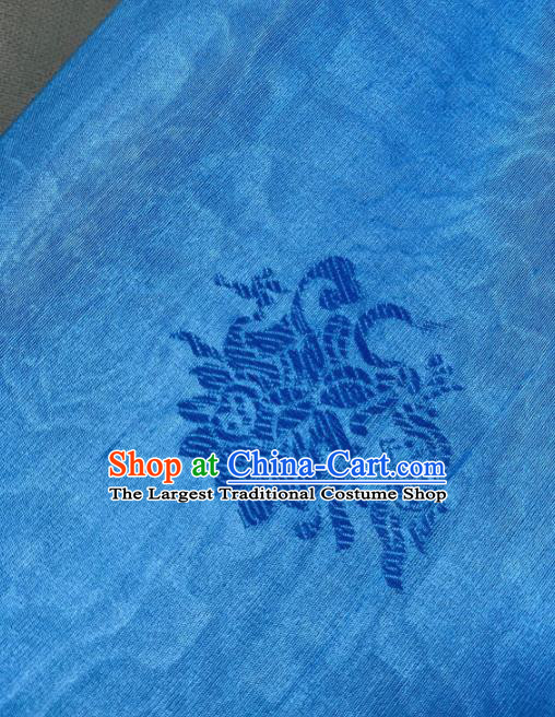 Chinese Classical Flowers Pattern Design Light Blue Silk Fabric Asian Traditional Hanfu Brocade Material