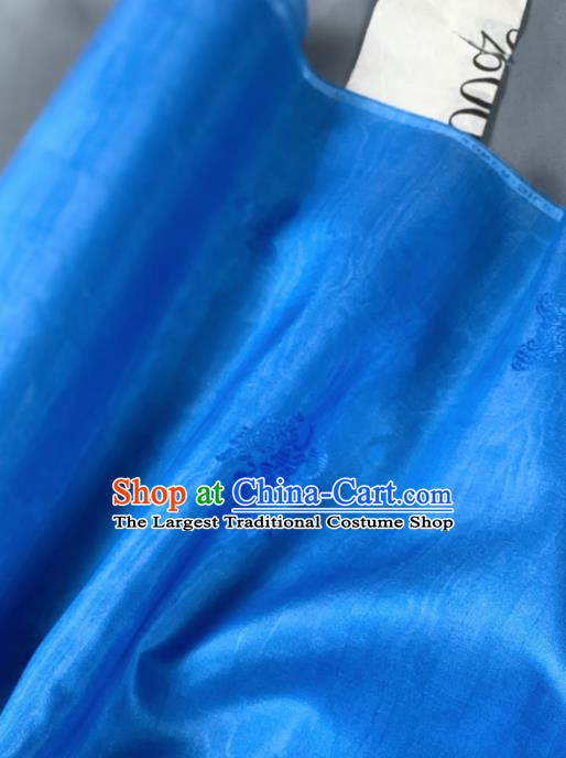 Chinese Classical Flowers Pattern Design Light Blue Silk Fabric Asian Traditional Hanfu Brocade Material