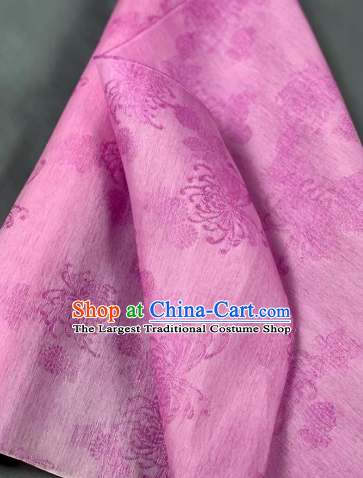 Chinese Classical Chrysanthemum Pattern Design Lilac Silk Fabric Asian Traditional Hanfu Brocade Material