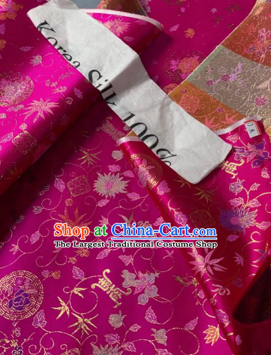 Chinese Classical Twine Chrysanthemum Pattern Design Rosy Silk Fabric Asian Traditional Hanfu Brocade Material