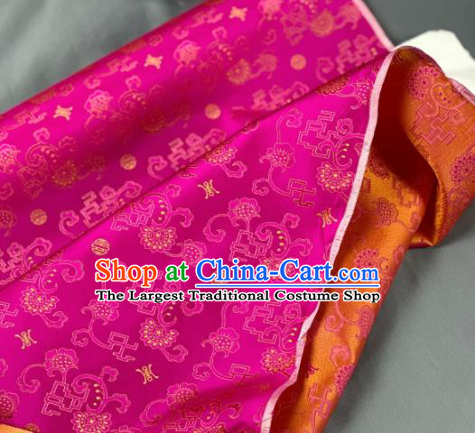 Chinese Classical Pattern Design Rosy Silk Fabric Asian Traditional Hanfu Brocade Material