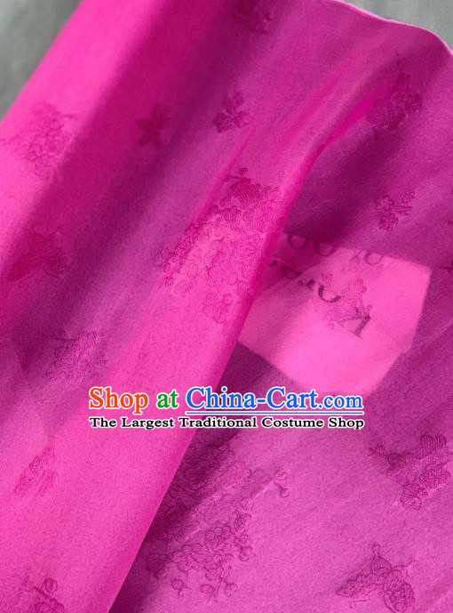 Chinese Classical Plum Pattern Design Rosy Silk Fabric Asian Traditional Hanfu Brocade Material