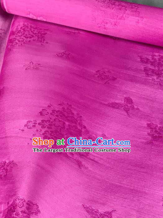 Chinese Classical Plum Pattern Design Rosy Silk Fabric Asian Traditional Hanfu Brocade Material
