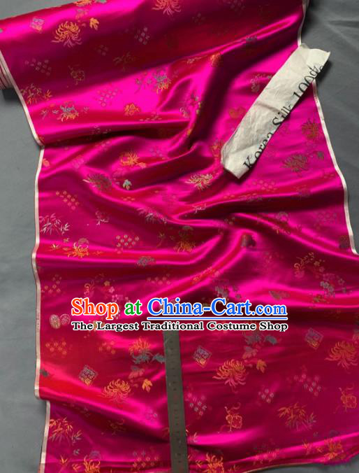 Chinese Classical Chrysanthemum Plum Pattern Design Rosy Silk Fabric Asian Traditional Hanfu Brocade Material