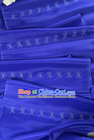 Chinese Classical Embroidered Pattern Design Royalblue Silk Fabric Asian Traditional Hanfu Material