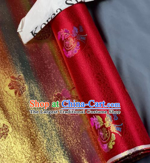Chinese Classical Longevity Chrysanthemum Pattern Design Red Silk Fabric Asian Traditional Hanfu Brocade Material