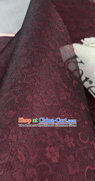 Chinese Traditional Classical Pattern Design Purplish Red Silk Fabric Asian Hanfu Material