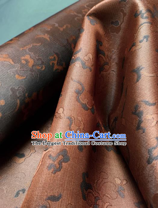 Chinese Traditional Classical Pattern Design Brown Silk Fabric Asian Hanfu Material