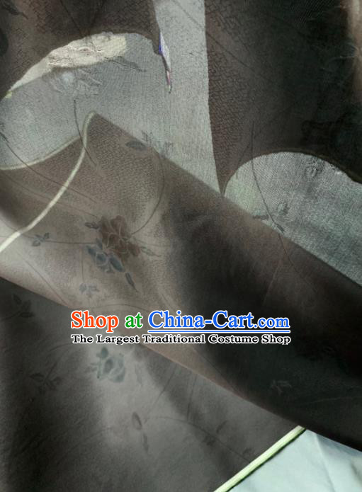 Chinese Traditional Classical Pattern Design Deep Brown Silk Fabric Asian Hanfu Material