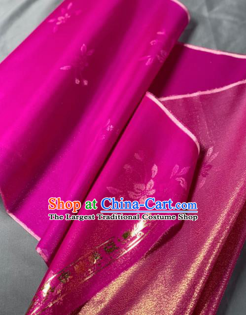 Chinese Traditional Classical Flowers Pattern Design Rosy Silk Fabric Asian Hanfu Material