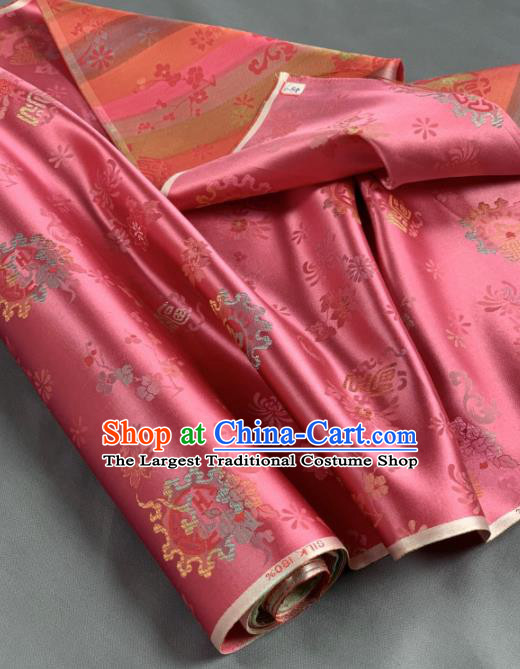 Chinese Classical Chrysanthemum Pattern Design Peach Pink Silk Fabric Asian Traditional Hanfu Brocade Material