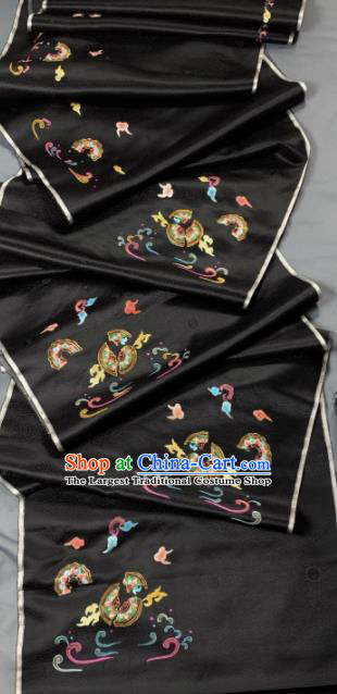 Chinese Classical Embroidered Pattern Design Black Silk Fabric Asian Traditional Hanfu Brocade Material