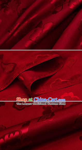 Chinese Classical Pattern Design Dark Red Silk Fabric Asian Traditional Hanfu Mulberry Silk Material