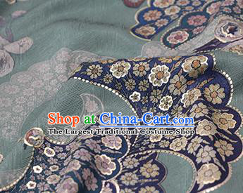 Chinese Classical Paeonia Lactiflora Pattern Design Green Brocade Fabric Asian Traditional Hanfu Satin Material