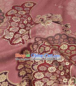 Chinese Classical Paeonia Lactiflora Pattern Design Pink Brocade Fabric Asian Traditional Hanfu Satin Material