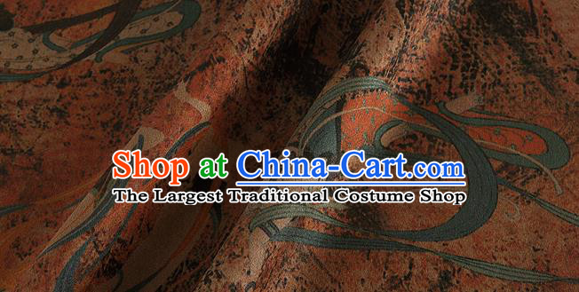 Chinese Classical Flying Apsaras Pattern Design Brown Silk Fabric Asian Traditional Hanfu Mulberry Silk Material
