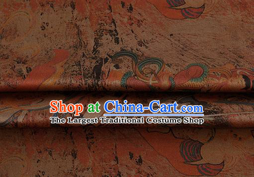 Chinese Classical Flying Apsaras Pattern Design Brown Silk Fabric Asian Traditional Hanfu Mulberry Silk Material