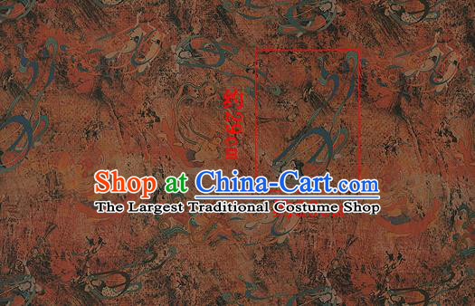 Chinese Classical Flying Apsaras Pattern Design Brown Silk Fabric Asian Traditional Hanfu Mulberry Silk Material