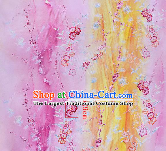 Chinese Classical Primrose Pattern Design Pink Silk Fabric Asian Traditional Hanfu Mulberry Silk Material