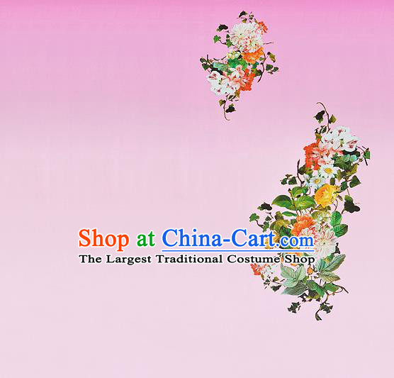 Chinese Classical Flowers Pattern Design Pink Silk Fabric Asian Traditional Hanfu Mulberry Silk Material