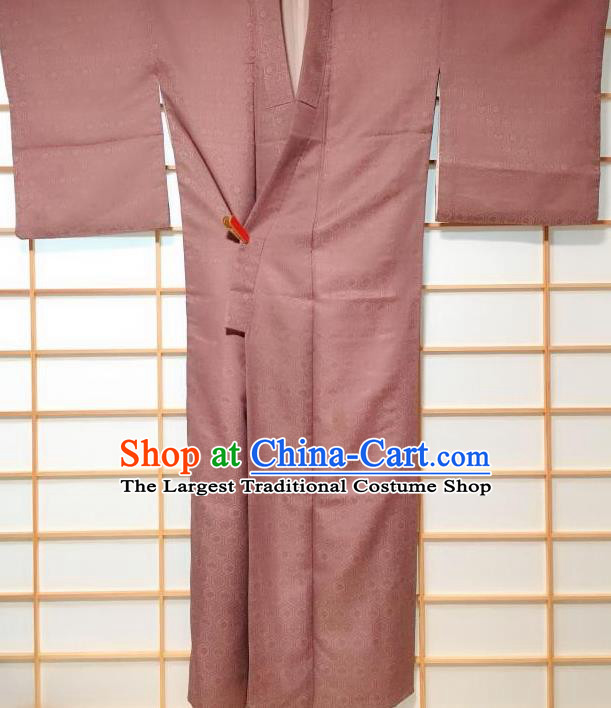 Traditional Japanese Classical Tortoise Shell Pattern Cameo Brown Kimono Japan Yukata Costume for Men