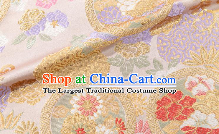 Chinese Classical Chrysanthemum Bamboo Pattern Design Champagne Brocade Fabric Asian Traditional Hanfu Satin Material